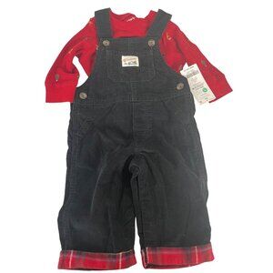 Carters Baby 2-Piece Corduroy Overalls Set Boys 6M Red Black